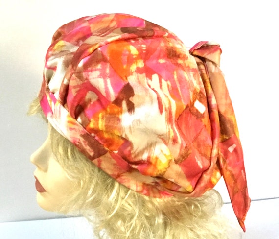 Vintage Pink Abstract Print  Beret / One SZ / Ret… - image 5