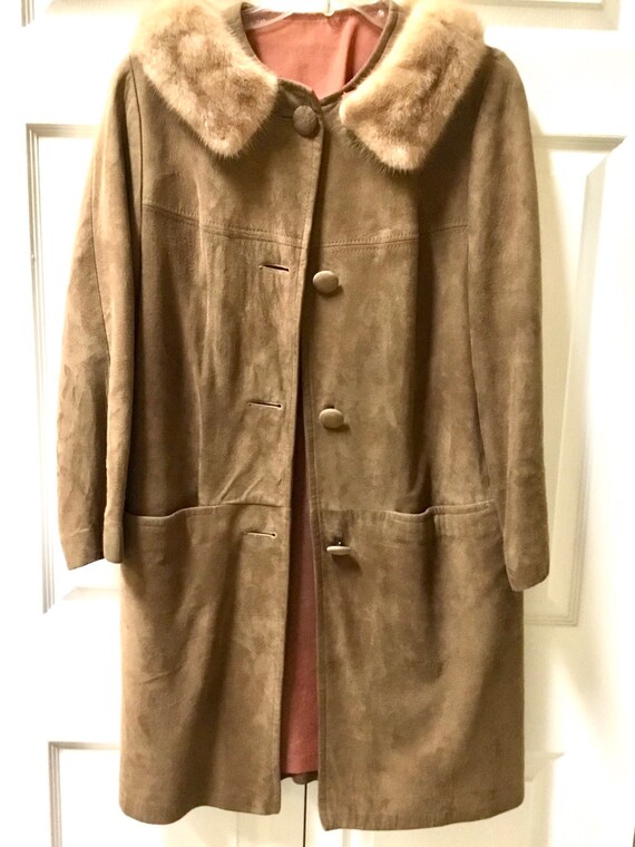 Vintage Brown Mink and Suede Coat / SZ S to M / B… - image 3