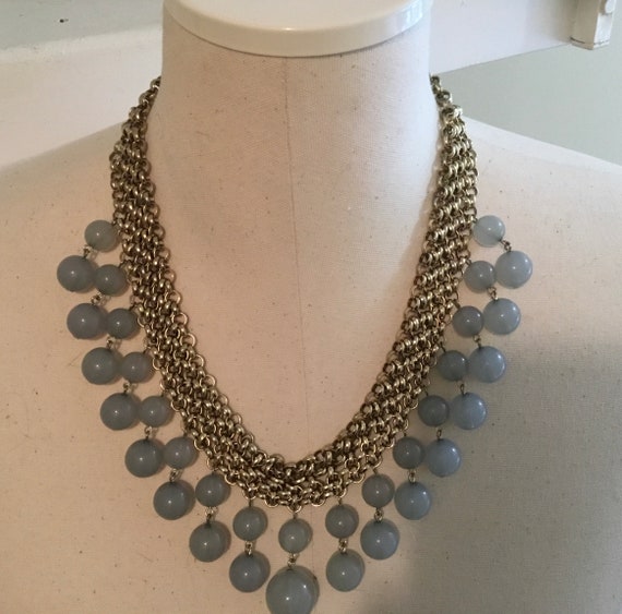 Vintage Chain Metal Beaded Necklace / Beaded Neck… - image 2