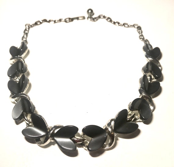 Grey Moonglow Thermoset Lucite Necklace Mid Centu… - image 1