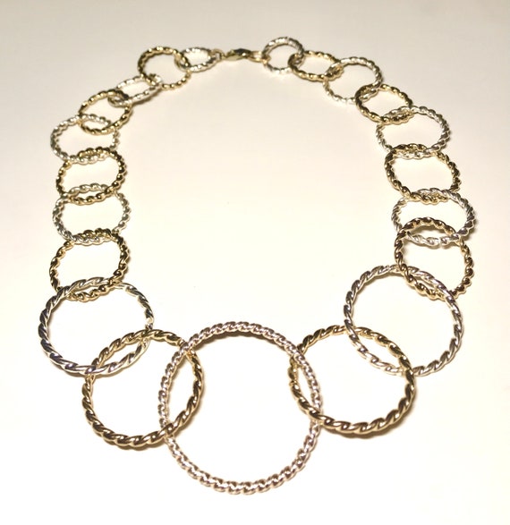 Necklace with Mixed Metal Gold and Silver Links - image 2