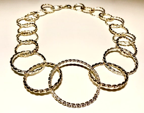 Necklace with Mixed Metal Gold and Silver Links - image 1