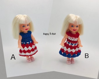 Patriotic Dress for 4.5" Kelly Doll – Handmade USA