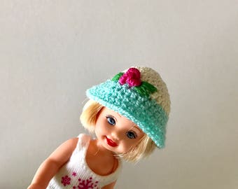Miniature doll bucket sun hat to fit 5" dolls- several colors.