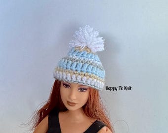 Beanie hat with pompom for fashion dolls