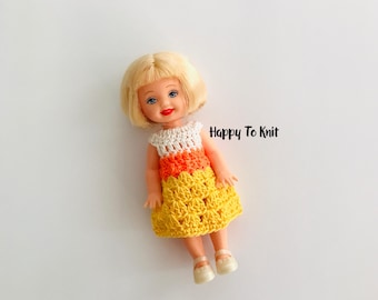 Candy Corn Dress for 4.5" Kelly Doll – Miniature Clothes