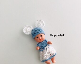Minature clothes. Miniature dress and mouse hat - Wearable or to display.
