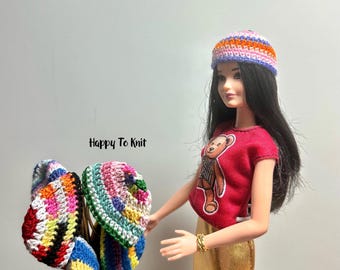 Beanie hats for fashion dolls OOAK