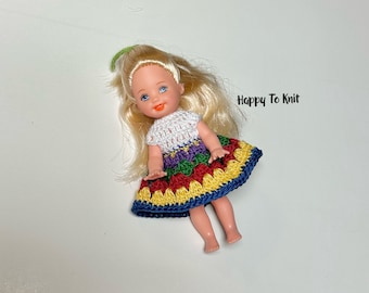 Miniature clothes - Miniature dress and hat for 5" doll like Kelly