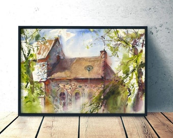 Fine Art print of Swedish church, Gamla Uppsala in Sweden, swede gift, living room decoration cottagecore, rustic farm house, mother gift