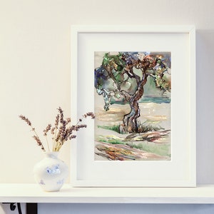 Abstract tree painting - abstract watercolor wood painting - tree living room decor
