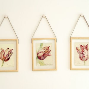 Set di 3 stampe d'arte di acquerello fiore ACEO "Tulip", pittura ad acquerello, Artist Trading Card, giclee su carta ad acquerello