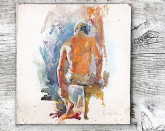 Impresión de pintura de modelo masculino - pintura al óleo de figura humana - impresión de bellas artes en papel