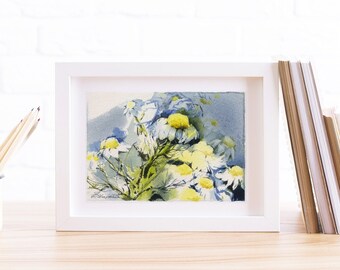 Chamomile art print or original watercolor - kitchen art, giclee on watercolor paper