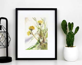 Print of Dandelions, small watercolor prints