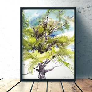 Pine tree from Malmö - watercolor painting, original or print, giclee on watercolor paper