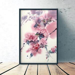Fiori di mela rosa Stampa artistica da acquerello, giclée su carta per acquerello, senza cornice