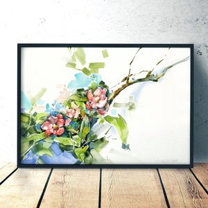 Pittura di fiori di melo - acquerello originale o stampa artistica, giclée su carta da acquerello, senza cornice