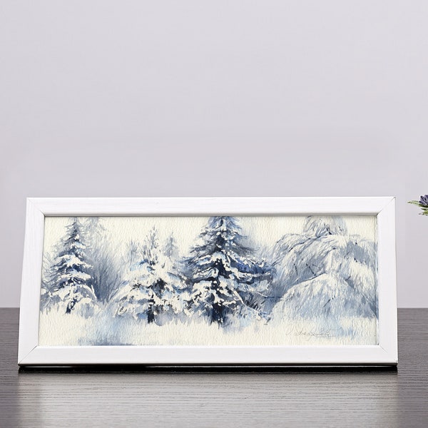 Winter tree art watercolor painting - winter tree art print or original, watercolour on paper