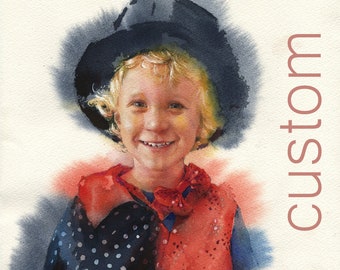 Personalisiertes Aquarell - Kinder Portrait - Kinder Portrait nach Foto