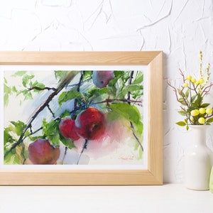 Albero di mele - Stampa artistica della pittura ad acquerello - arte melo, arredamento cucina rustico, idee di arredamento della cucina, stampa su carta acquerello