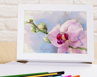 Print of Orchid watercolor painting - Orchid flower art print - hanging wall art gicllee of watercolour