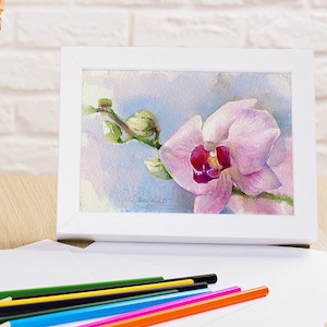Print of Orchid watercolor painting - Orchid flower art print - hanging wall art gicllee of watercolour