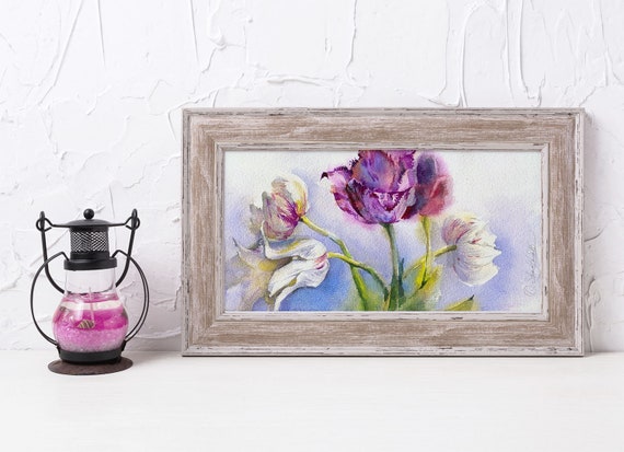 Print of Tulip watercolor painting - flower watercolor on paper. Flowers print, watercolor print
