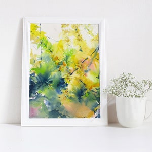 Forsythia art print of watercolor painting yellow flowers eclectic wall art decor for living room giclee on watercolor paper image 6