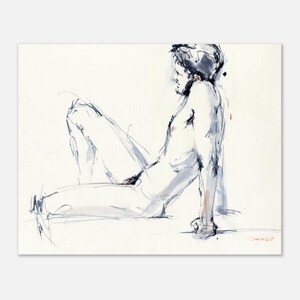 Desnudo - Impresión artística de pintura de desnudo masculino - Boceto de una sesión de desnudo, arte mural de desnudo masculino para dormitorio, giclée sobre papel de acuarela 8 x 10