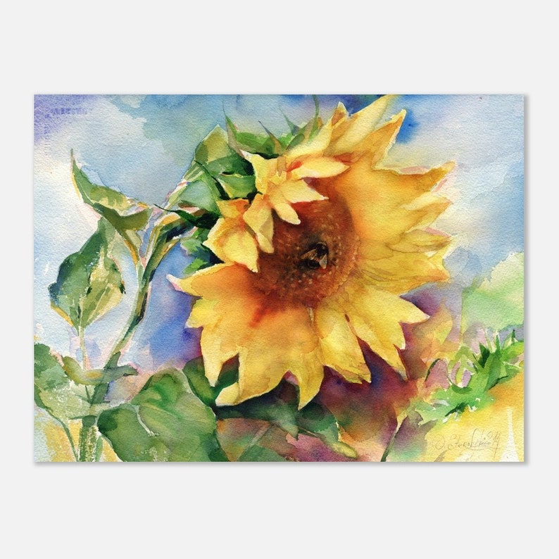 Art print of Sunflower Watercolor painting sunflower Watercolor painting print Sunflower wall art Sunflower print image 6