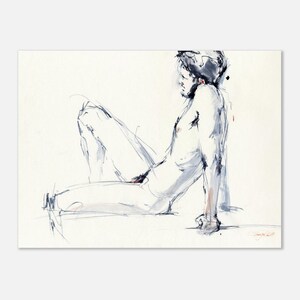 Desnudo - Impresión artística de pintura de desnudo masculino - Boceto de una sesión de desnudo, arte mural de desnudo masculino para dormitorio, giclée sobre papel de acuarela 6 x 8