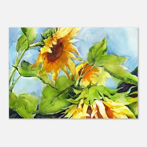 Print of Sunflower painting - Watercolor sunflower Watercolor painting -  Sunflower wall art - Sunflower print