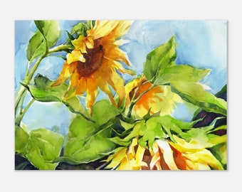 Print of Sunflower painting - Watercolor sunflower Watercolor painting -  Sunflower wall art - Sunflower print