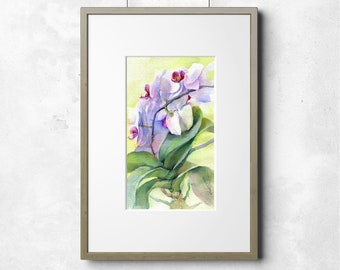Art print of Flower watercolor painting - print of Orchid flower painting, kitchen wall art, country style decor, giclee on watercolor paper
