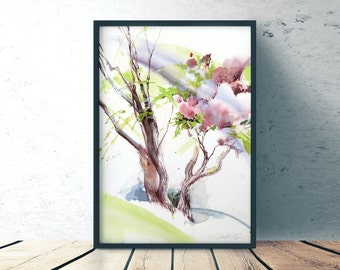 Print or Original of Lilac tree - watercolor, giclee on fine art paper