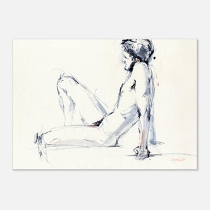 Desnudo - Impresión artística de pintura de desnudo masculino - Boceto de una sesión de desnudo, arte mural de desnudo masculino para dormitorio, giclée sobre papel de acuarela 8 x 12