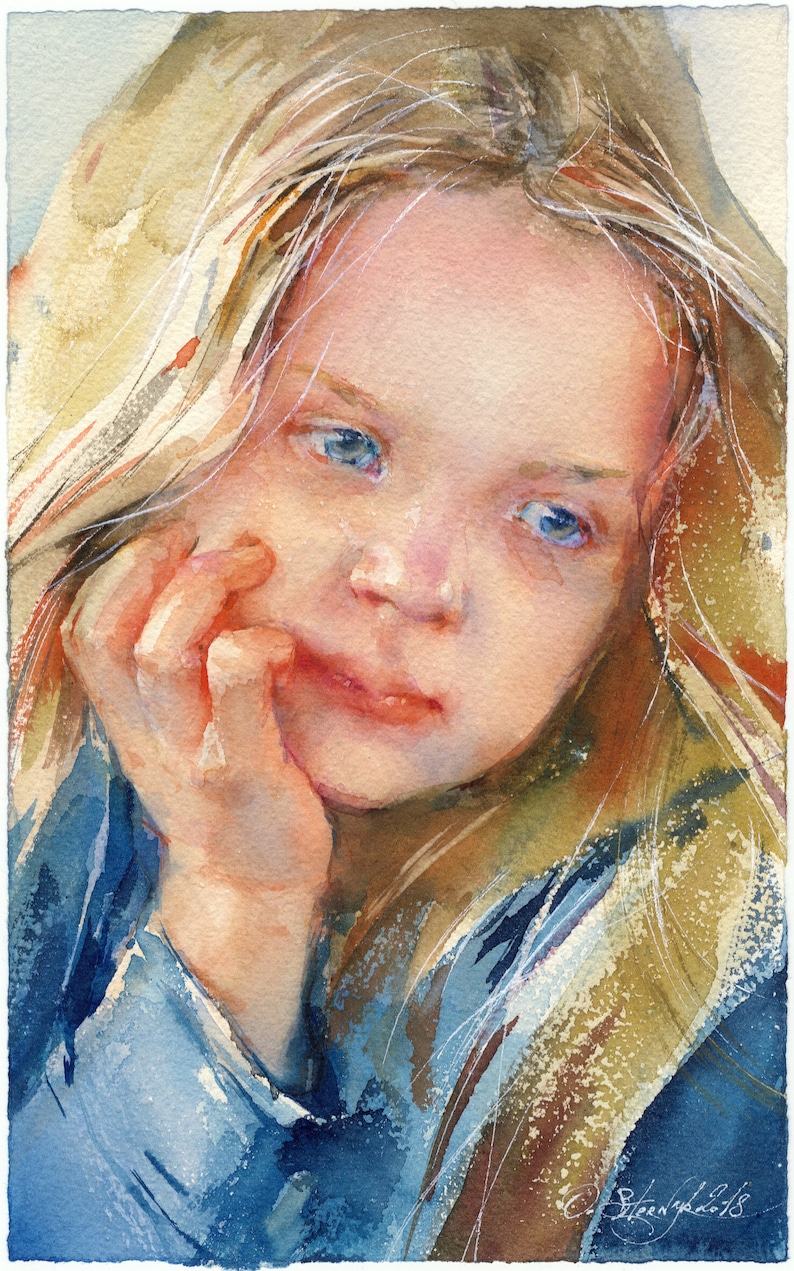 Custom Watercolor Painting Original Child Portrait Painting - Etsy