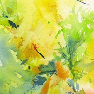 Forsythia art print of watercolor painting yellow flowers eclectic wall art decor for living room giclee on watercolor paper image 3