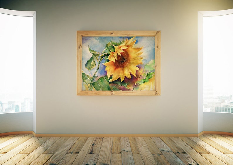 Art print of Sunflower Watercolor painting - sunflower Watercolor painting print - Sunflower wall art - Sunflower print image 4