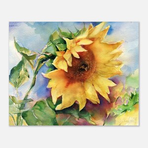 Art print of Sunflower Watercolor painting - sunflower Watercolor painting print - Sunflower wall art - Sunflower print 8 x 10