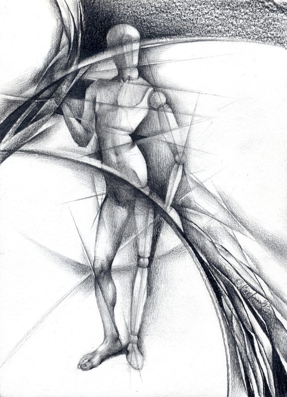abstract pencil drawing original figurine drawing etsy abstract pencil drawing