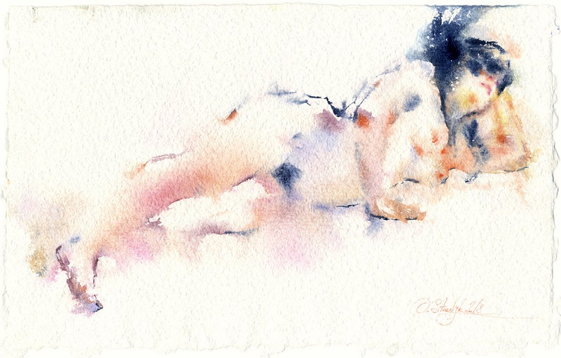 Masterpiece Watercolor Nude Painting Harry Stevens