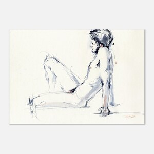 Desnudo - Impresión artística de pintura de desnudo masculino - Boceto de una sesión de desnudo, arte mural de desnudo masculino para dormitorio, giclée sobre papel de acuarela 28 x 40