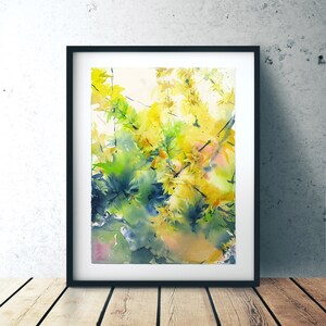 Forsythia art print of watercolor painting yellow flowers eclectic wall art decor for living room giclee on watercolor paper image 5