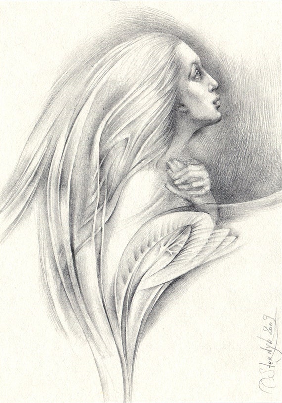 Młoda Kobieta Rysunek Oryginalny Rysunek Ołówkiem Dziewczyna Model Ołówek Na Papierze