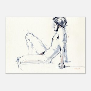 Desnudo - Impresión artística de pintura de desnudo masculino - Boceto de una sesión de desnudo, arte mural de desnudo masculino para dormitorio, giclée sobre papel de acuarela A2