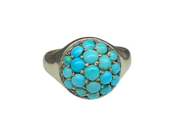 Victorian Pavé Turquoise Signet Ring