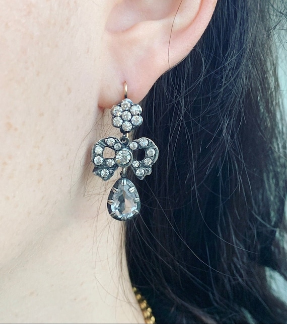 Early Victorian Rock Crystal Paste Earrings