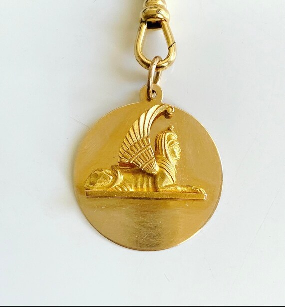 Egyptian Revival Gold Sphinx Charm Pendant